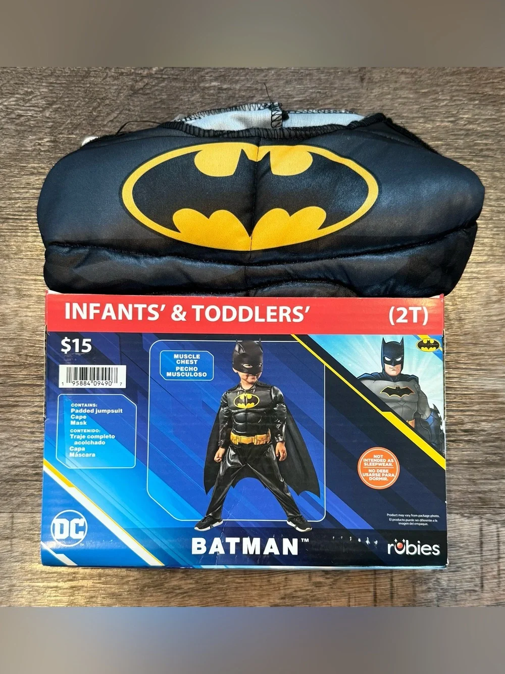 NWT DC Comics Batman Toddler Superhero Halloween Costume 2T Rubies Padded Chest